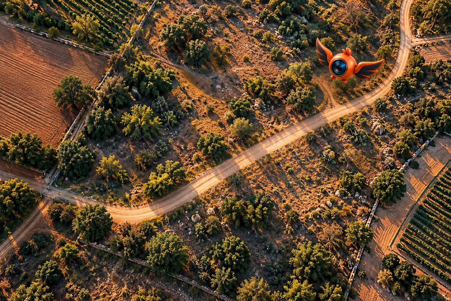 Vista aérea de un terreno y sus accesos