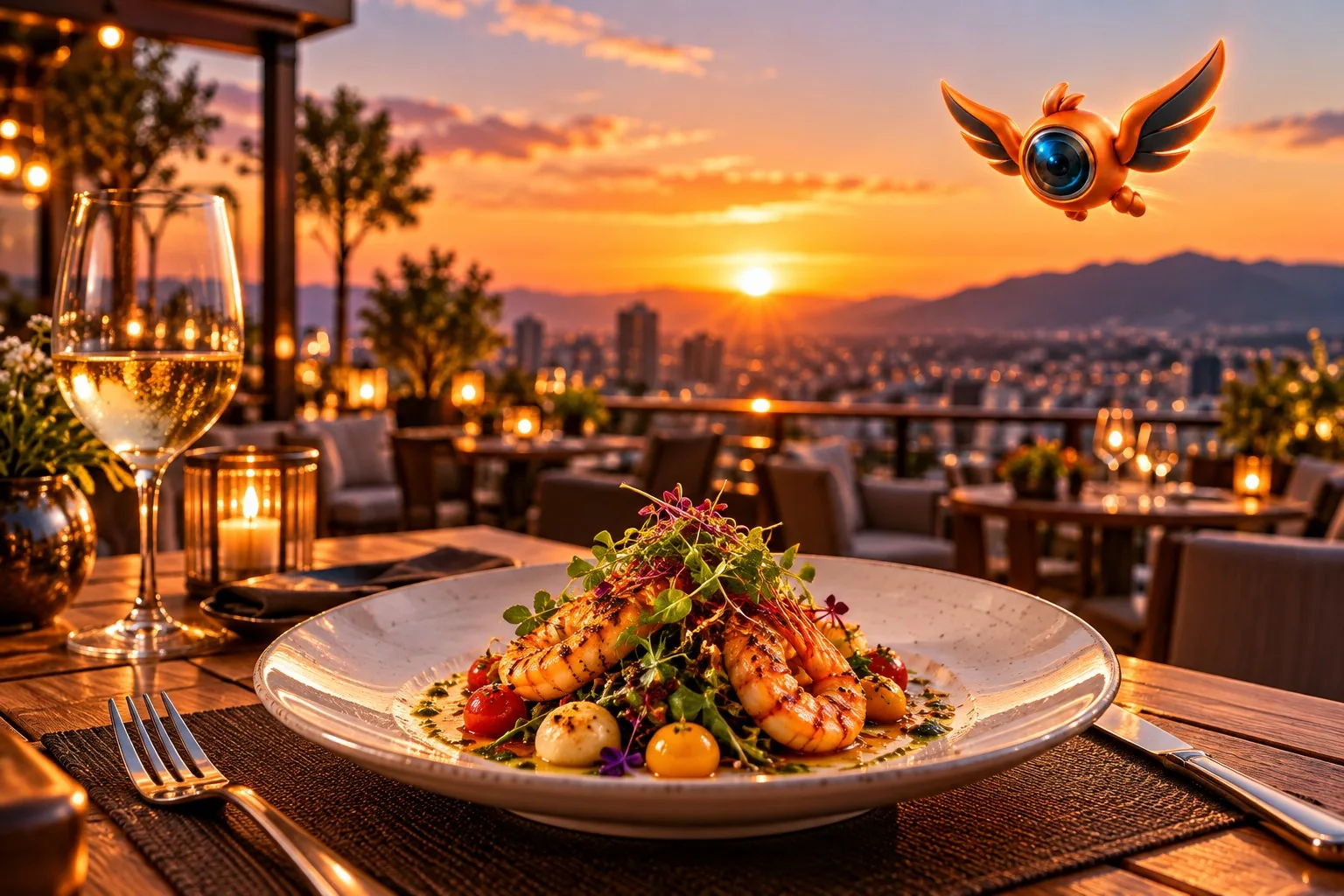 Producción fotográfica en un restaurante