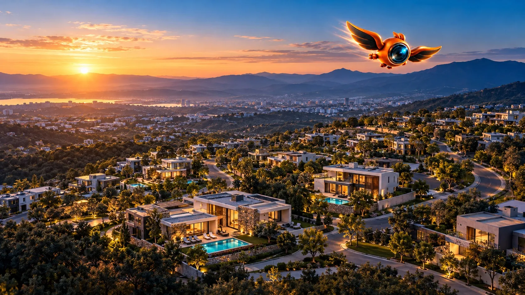 Fotograma de un video aéreo inmobiliario